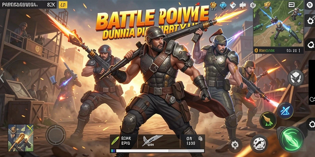 Screenshot menampilkan aksi pertarungan seru di arena Battle Royale.