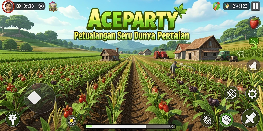 Screenshot ACEPARTY menampilkan gameplay seru bertani.