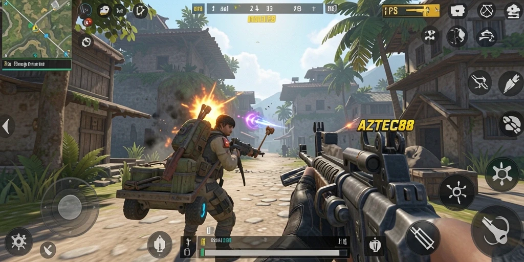 Tangkapan layar dari gameplay AZTEC88 yang menegangkan.
