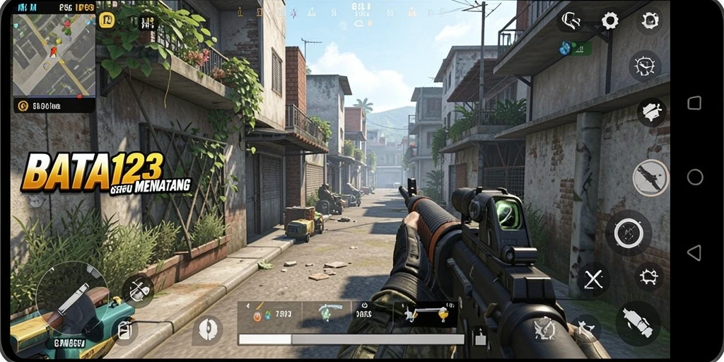 Screenshot menampilkan aksi intense dari gameplay FPS BATA123.