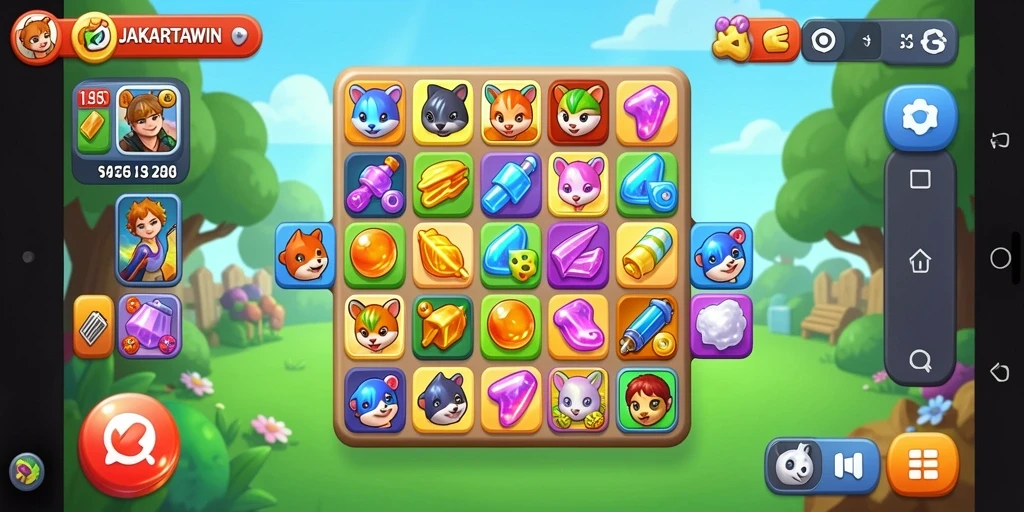Tampilan gameplay seru JAKARTAWIN dalam menghubungkan elemen Match-3.