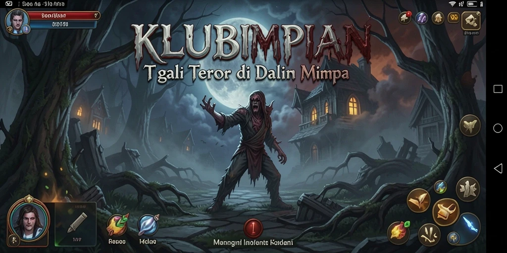 Tampilan gameplay yang menakutkan dari KLUBIMPIAN di dunia mimpi.