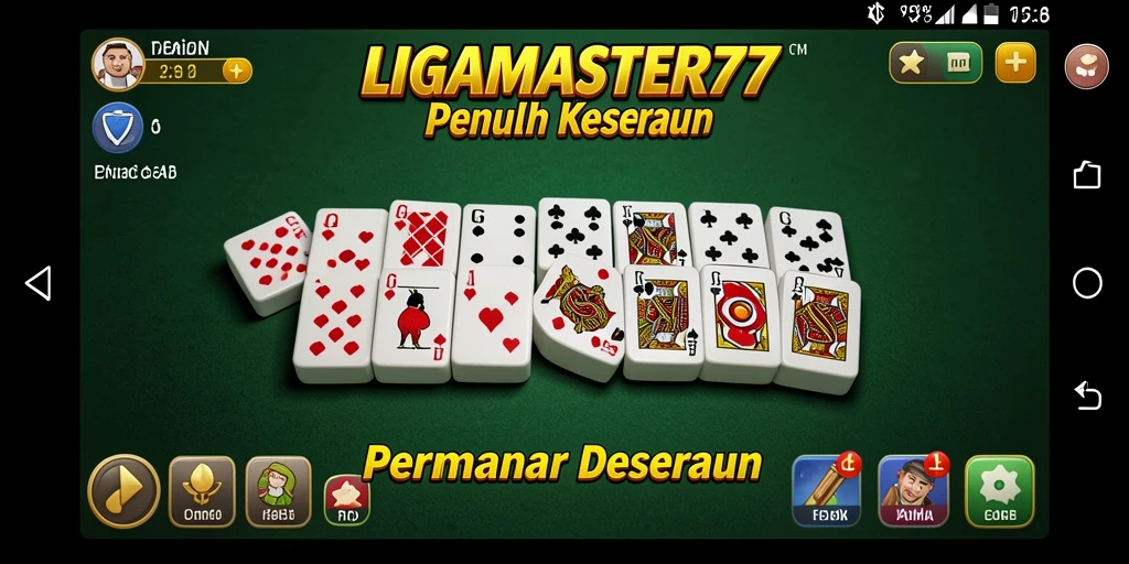 Screenshot LIGAMASTER77 menampilkan gameplay Domino yang seru dan menantang.