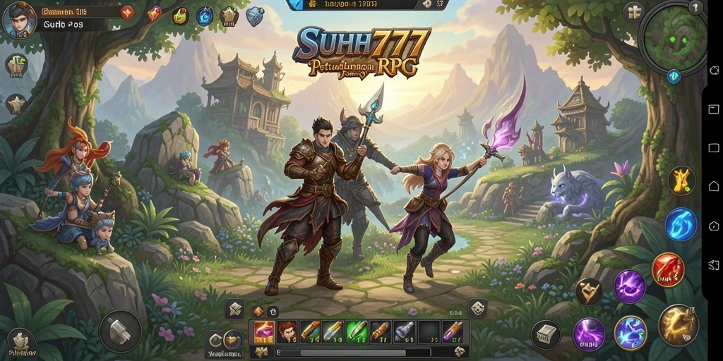 Screenshot gameplay SUHU777 yang menampilkan pertarungan epik di dunia RPG.